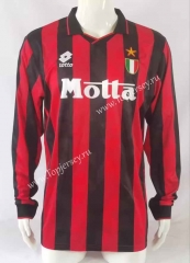 Retro Version 93-94 Centennial Edition AC Milan Home Red&Black LS Thailand Soccer Jersey AAA-503