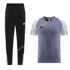 Adidas Gray Short Sleeve Thailand Soccer Tracksuit-LH