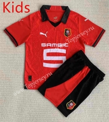 2023-2024 Stade Rennais Home Red Kid/Youth Soccer Uniform-AY