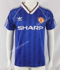 Retro Version 88-89 Manchester United Away Blue Thailand Soccer Jersey AAA-503