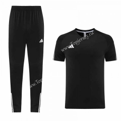 Adidas Black Short Sleeve Thailand Soccer Tracksuit-LH