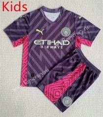 2023-2024 Manchester City Goalkeeper Purple Kid/Youth Soccer Uniform-AY
