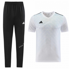 Adidas White Short Sleeve Thailand Soccer Tracksuit-LH