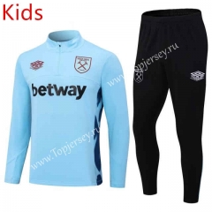 2023-2024 West Ham United Light Blue Kids/Youth Soccer Tracksuit-411