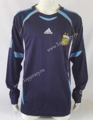 Retro Version 2006 Argentina Away Royal Blue LS Thailand Soccer Jersey AAA-503