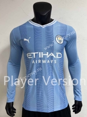 Player Version 2023-2024 Manchester City Home Blue LS Thailand Soccer Jersey AAA-4927