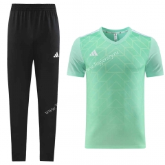 Adidas Light Green Short Sleeve Thailand Soccer Tracksuit-LH