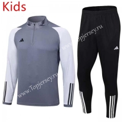 2023-2024 Adidas Light Gray Kids/Youth Soccer Tracksuit-411