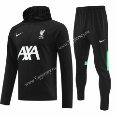 2023-2024 Liverpool Black Thailand Soccer Tracksuit With Hat-7411