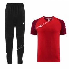 Adidas Red Short Sleeve Thailand Soccer Tracksuit-LH