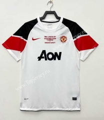 Retro Version  Champions Version Manchester United Away White Thailand Soccer Jersey AAA-C1046