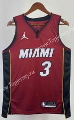 2023-2024 Jordan Version Miami Heat Dark Red #3 NBA Jersey-311