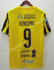 With Sponsor Version 2023-2024 Al Ittihad Saudi Home Yellow&Black (#9 BENZEMA ) Thailand Soccer Jersey AAA-3066