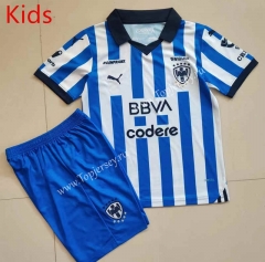2023-2024 Monterrey Home Blue&White Kids/Youth Soccer Uniform-912