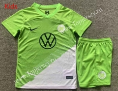 2023-2024 Wolfsburg Home Fluorescent Green Kids/Youth Soccer Uniform