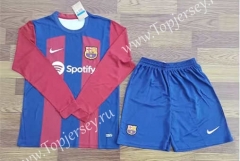 2023-2024 Barcelona Home Red&Blue LS Soccer Uniform-709