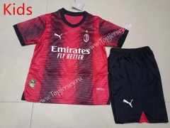 2023-2024 AC Milan Home Red&Black Kids/Youth Soccer Uniform-507