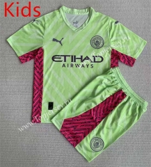 2023-2024 Manchester City Goalkeeper Light Green Kid/Youth Soccer Uniform-AY