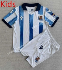 2023-2024 Real Sociedad Home Blue&White Kids/Youth Soccer Uniform-AY