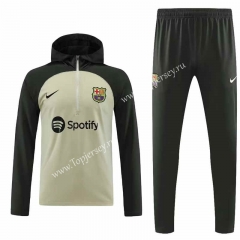 2023-2024 Barcelona Beige Thailand Soccer Tracksuit With Hat-7411