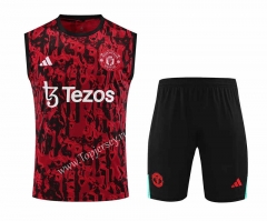 2023-2024 Manchester United Red&Black Thailand Soccer Vest Uniform-418
