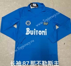 Retro Version 86-87 Napoli Home Blue LS Thailand Soccer Jersey AAA-422