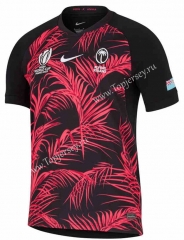 2023 World Cup Fiji Away Red&Black Rugby Shirt