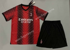 ( Without Brand Logo ) 2023-2024 AC Milan Home Red&Black Soccer Uniform-9031