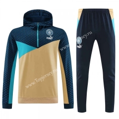 2022-2023 Manchester City Yellow Thailand Soccer Tracksuit With Hat-4627