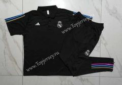 2023-2024 Real Madrid Black Thailand Polo Uniform-815