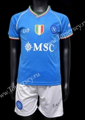2023-2024 Napoli Home Blue Kids/Youth Soccer Uniform