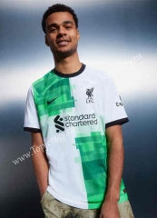 (S-4XL) 2023-2024 Correct Version Liverpool Away White&Green Thailand Soccer Jersey AAA