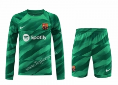 2023-2024 Barcelona Goalkeeper Green LS Thailand Soccer Uniform-418