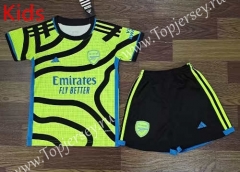 2023-2024 Arsenal Away Fluorescent Green Kids/Youth Soccer Uniform-709