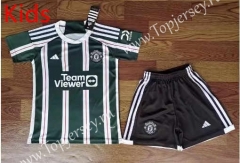 2023-2024 Manchester United Away Green Kids/Youth Soccer Uniform-709