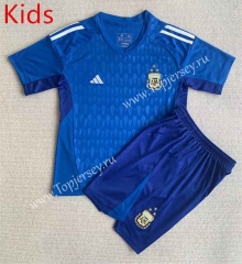 2023-2024 Argentina Goalkeeper Blue Kids/Youth Soccer Uniform-AY