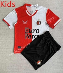 2023-2024 Feyenoord Rotterdam Home Red&White Kids/Youth Soccer Uniform-AY