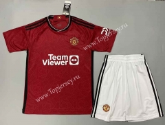 ( Without Brand Logo ) 2023-2024 Manchester United Home Red Soccer Uniform-9031