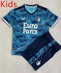 2023-2024 Feyenoord Rotterdam Away Blue Kids/Youth Soccer Uniform-AY