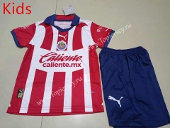 2023-2024 Deportivo Guadalajara Home Red&White Kid/Youth Soccer Unifrom-507