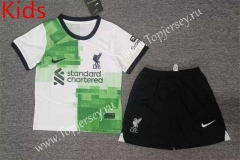 2023-2024 Liverpool Away White&Green Kids/Youth Soccer Uniform-2353