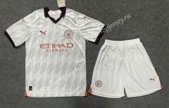 2023-2024 Manchester City Away White Soccer Uniform-AY