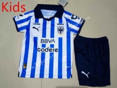 2023-2024 Monterrey Home Blue&White Kids/Youth Soccer Uniform-507