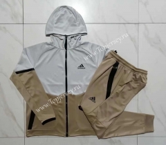 2023-2024 Light Gray&Khaki Thailand Soccer Jacket Uniform-815