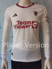 Player Version 2023-2024 Manchester United 2nd Away White LS Thailand Soccer jersey AAA-807