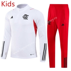 2023-2024 Flamengo White Kids/Youth Soccer Tracksuit-GDP