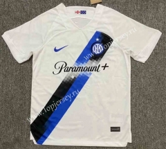 With Sponsor 2023-2024  Inter Milan Away White Thailand Soccer Jersey AAA