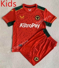 2023-2024 Wolverhampton Wanderers Away Red Kid/Youth Soccer Uniform-AY