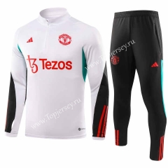 2023-2024 Manchester United White Thailand Soccer Tracksuit-GDP