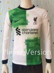Player Version 2023-2024 Liverpool Away White&Green LS Thailand Soccer Jersey AAA-807